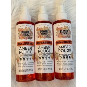 Power Stick for Her Amber Rouge Body & Hair Mist 6oz 3 Pack Jasmine Saffron